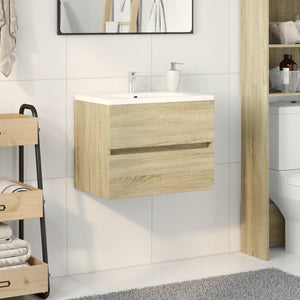 Mobile Lavabo-Armadietto da bagno Rovere Sonoma 60x38,5x45 cm in Legno Multistrato