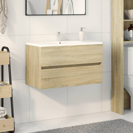 Mobile Lavabo-Armadietto da bagno Rovere Sonoma 80x38,5x45 cm in Legno Multistrato 898096