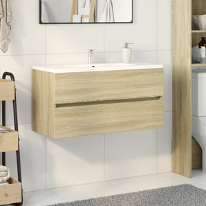Mobile Lavabo-Armadietto da bagno Rovere Sonoma 90x38,5x45 cm in Legno Multistrato