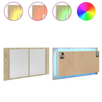 Mobile Specchio LED Rovere Sonoma 80x12x45 cm Legno Multistrato 849642