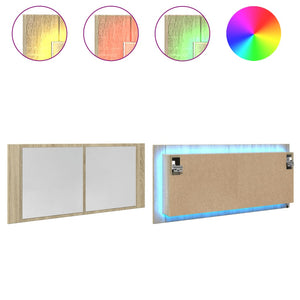 Mobile Specchio LED Rovere Sonoma 100x12x45cm Legno Multistrato 849644