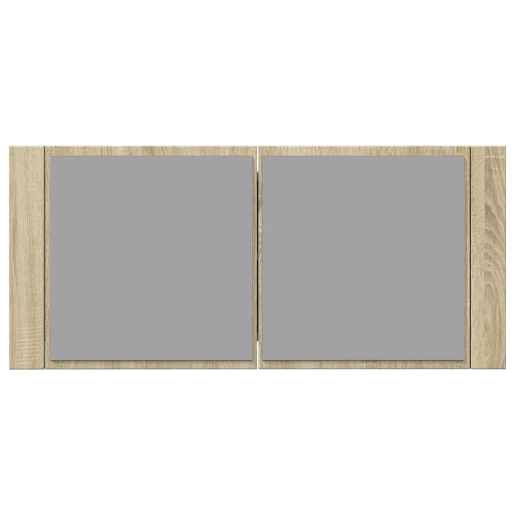Mobile Specchio LED Rovere Sonoma 100x12x45cm Legno Multistrato 849644