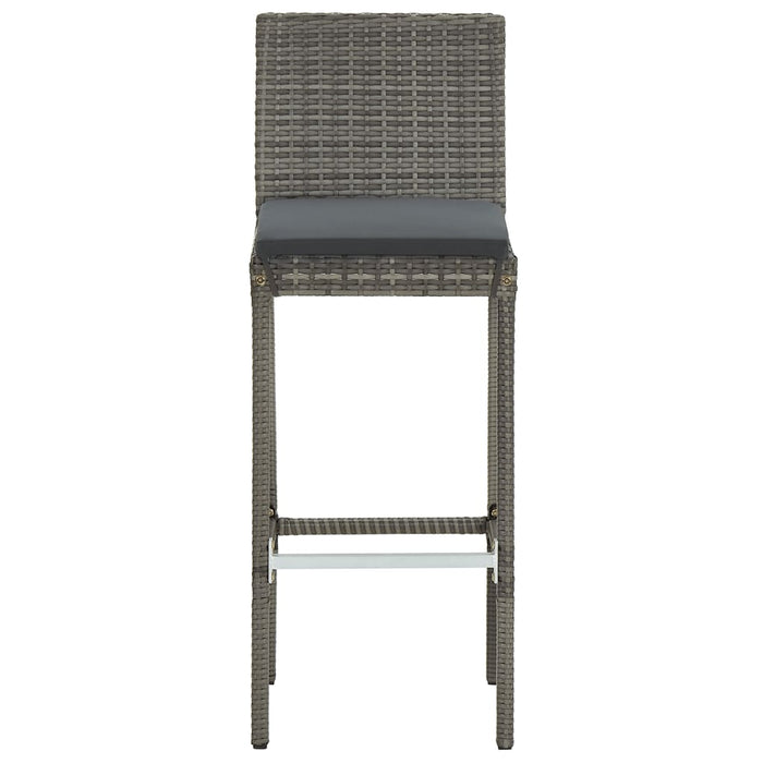 Set Bar da Giardino 3 pz Grigio in Legno Acacia e Polyrattan