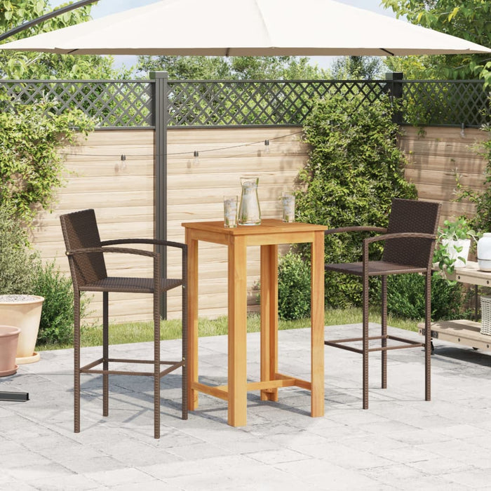Set Bar da Giardino 3 pz Marrone in Legno Acacia e Polyrattan 3295272
