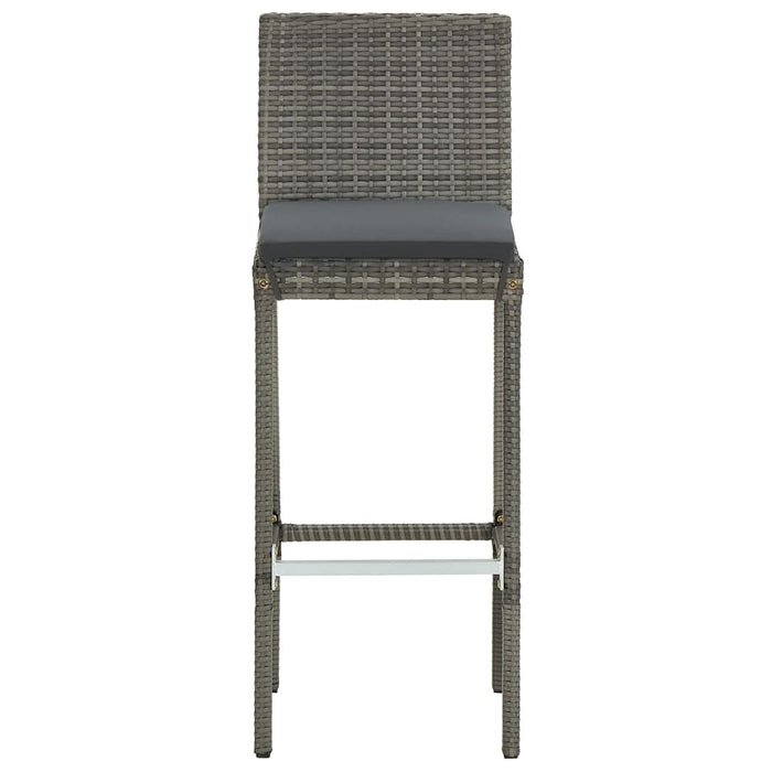 Set Bar da Giardino 7 pz Grigio in Legno Acacia e Polyrattan