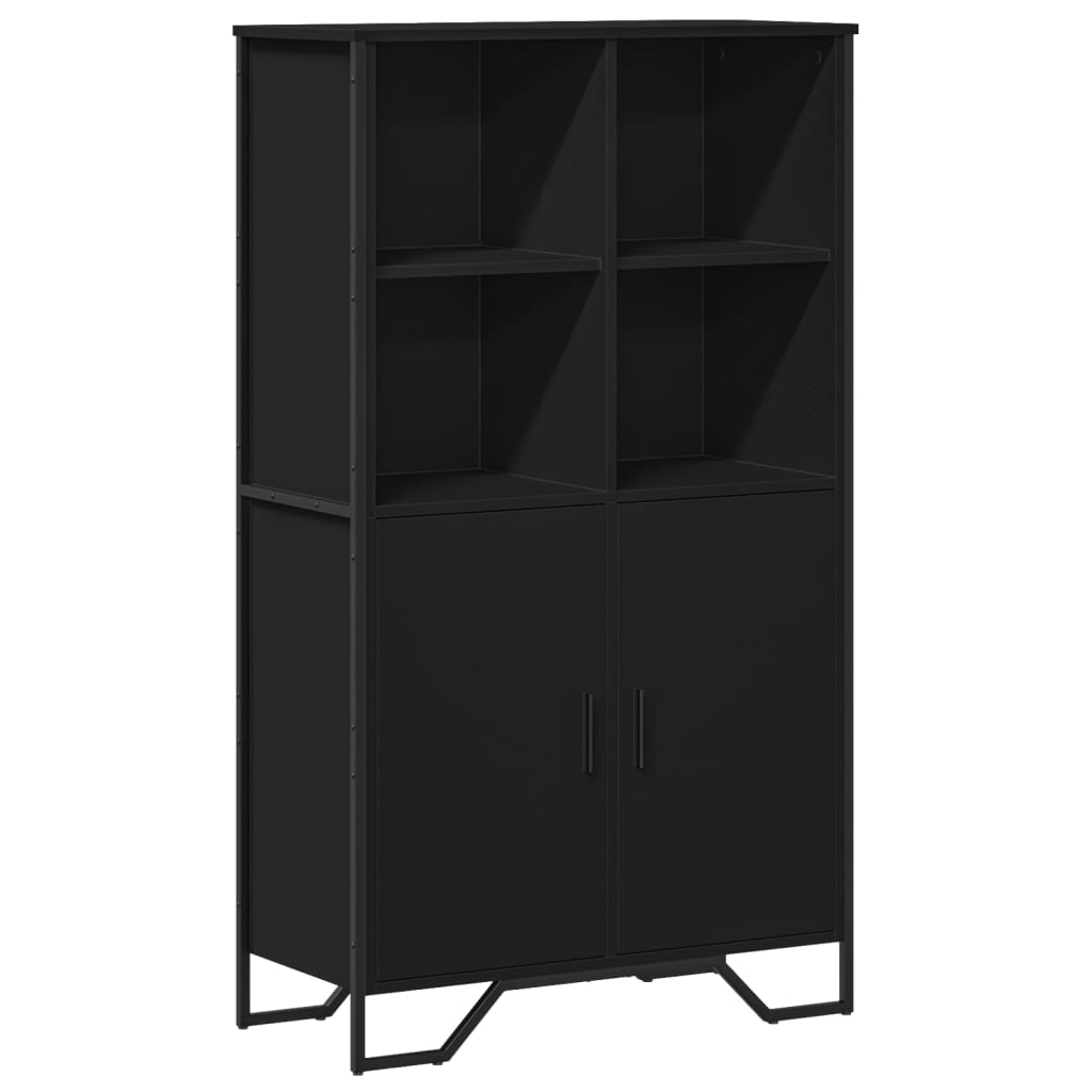 Credenza-Buffet-Armadio da cucina Nera 79,5x35,5x137,5 cm in Truciolato