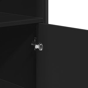 Credenza-Buffet-Armadio da cucina Nera 79,5x35,5x137,5 cm in Truciolato