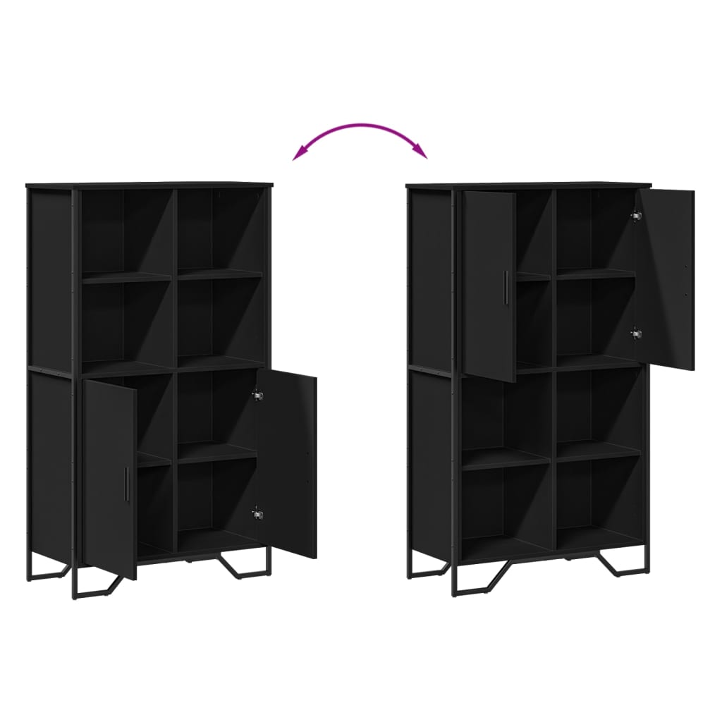 Credenza-Buffet-Armadio da cucina Nera 79,5x35,5x137,5 cm in Truciolato