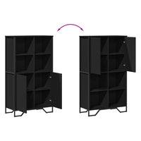 Credenza-Buffet-Armadio da cucina Nera 79,5x35,5x137,5 cm in Truciolato