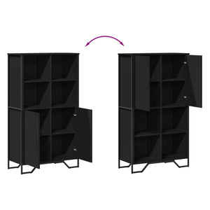 Credenza-Buffet-Armadio da cucina Nera 79,5x35,5x137,5 cm in Truciolato