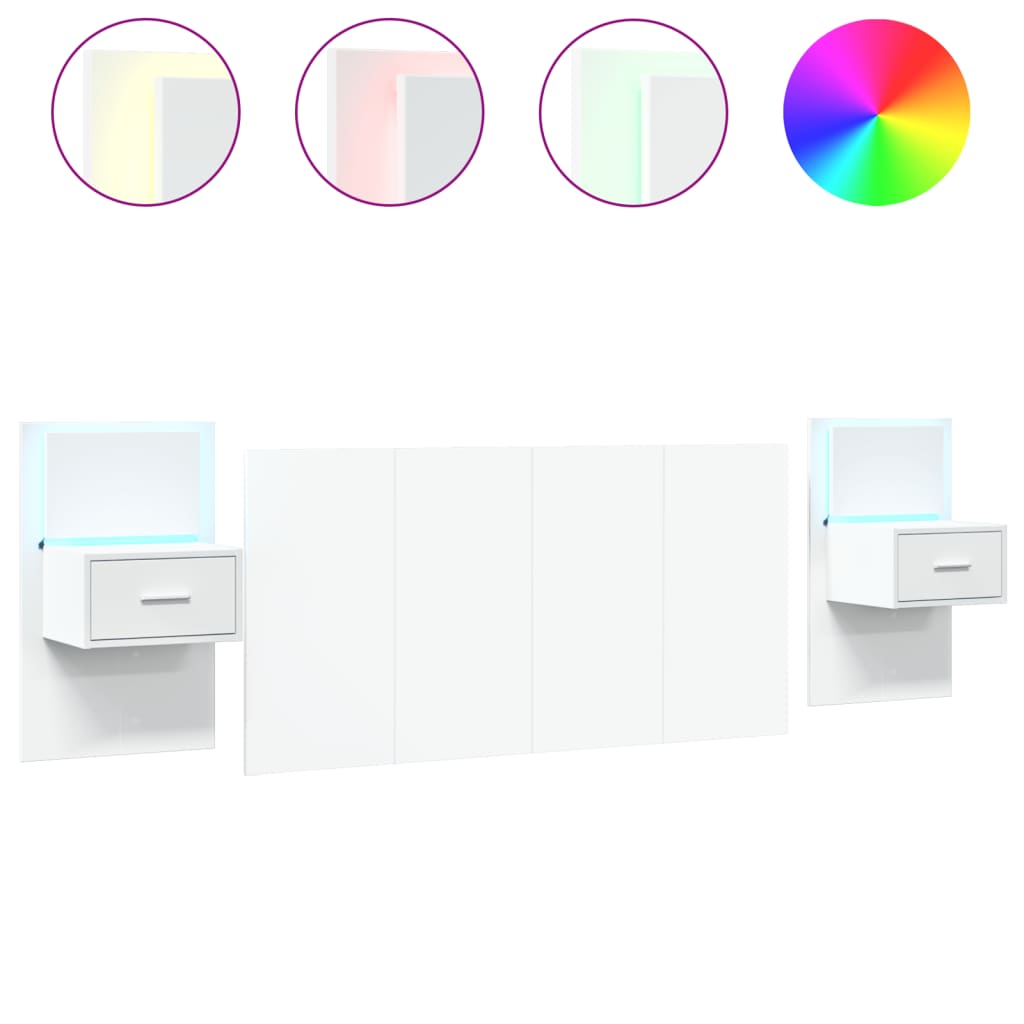 Testiera per Letto con Comodini Bianco 160 cm Legno Multistrato 3295338