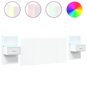 Testiera per Letto con Comodini Bianco 160 cm Legno Multistrato 3295338