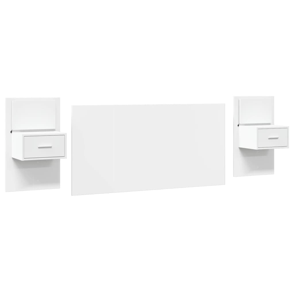 Testiera per Letto con Comodini Bianco 160 cm Legno Multistrato 3295338