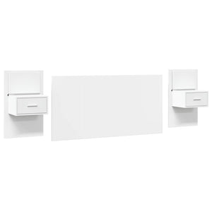 Testiera per Letto con Comodini Bianco 160 cm Legno Multistrato 3295338
