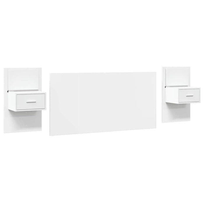 Testiera per Letto con Comodini Bianco 160 cm Legno Multistrato 3295338