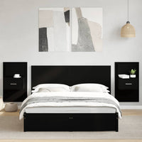 Testiera per Letto con Comodini Nero 160 cm Legno Multistrato 3295339