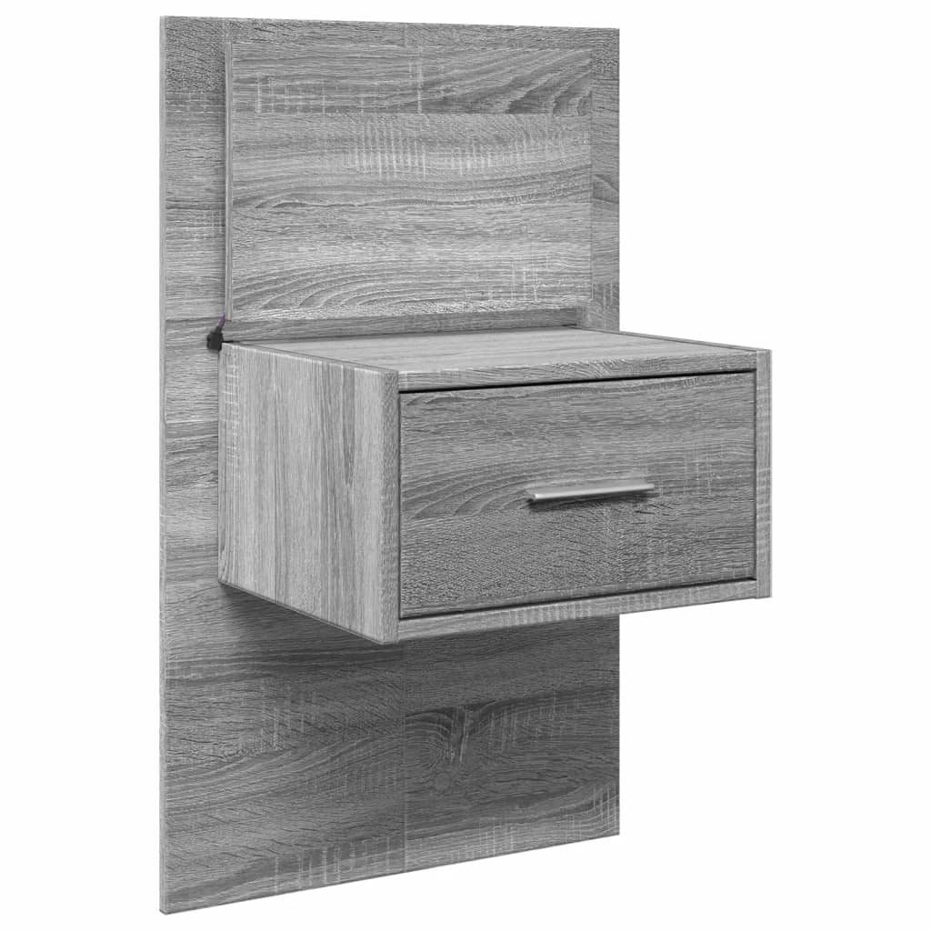 Testiera Letto con Comodini Grigio Sonoma 240 cm in Multistrato 3295357