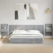 Testiera Letto con Comodini Grigio Sonoma 240 cm in Multistrato 3295357