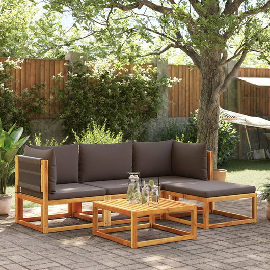 vidaXL Set di divani da giardino 5 pezzi con cuscini in legno di acacia e corda
