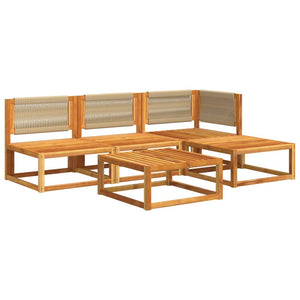 Set Divano da Giardino 5 pz con Cuscini Legno Massello Acacia
