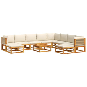 Set Divano da Giardino 11 pz con Cuscini Legno Massello Acacia