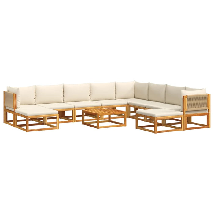 Set Divano da Giardino 11 pz con Cuscini Legno Massello Acacia