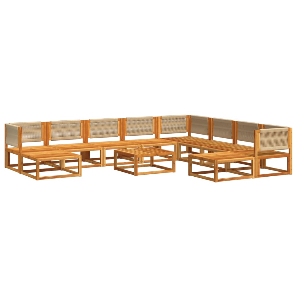 Set Divano da Giardino 11 pz con Cuscini Legno Massello Acacia