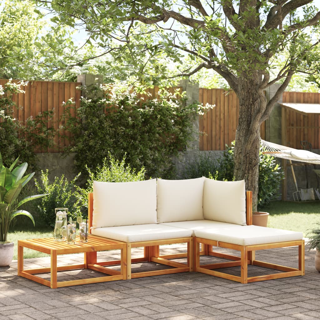 vidaXL Set di divani da giardino 4 pezzi con cuscini in legno di acacia e rattan