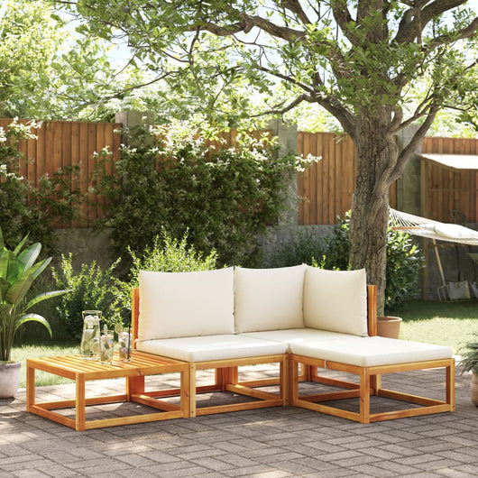 vidaXL Set di divani da giardino 4 pezzi con cuscini in legno di acacia e rattan