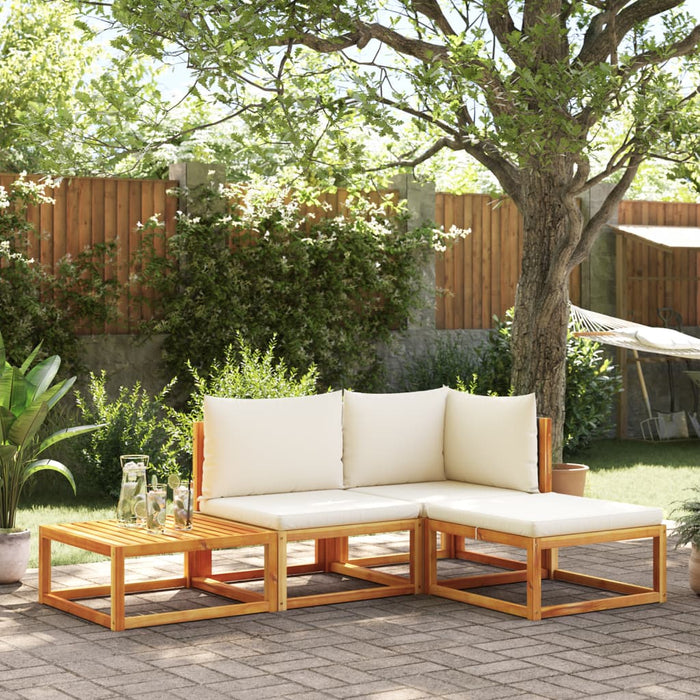 vidaXL Set di divani da giardino 4 pezzi con cuscini in legno di acacia e rattan
