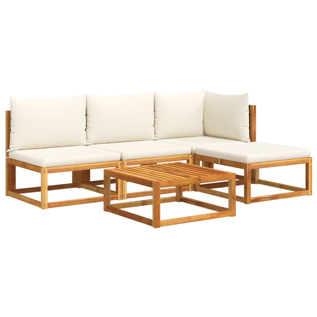 vidaXL Set di divani da giardino 5 pezzi con cuscini in legno di acacia e rattan