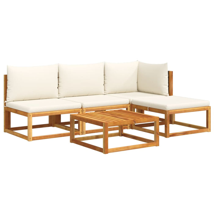 vidaXL Set di divani da giardino 5 pezzi con cuscini in legno di acacia e rattan