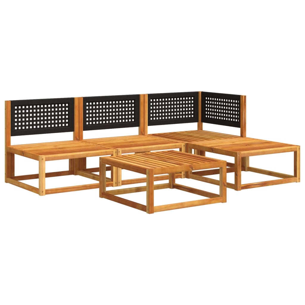 vidaXL Set di divani da giardino 5 pezzi con cuscini in legno di acacia e rattan