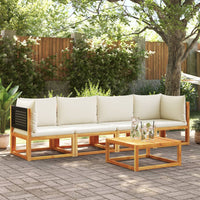 vidaXL Set di divani da giardino 4 pezzi con cuscini in legno di acacia e rattan