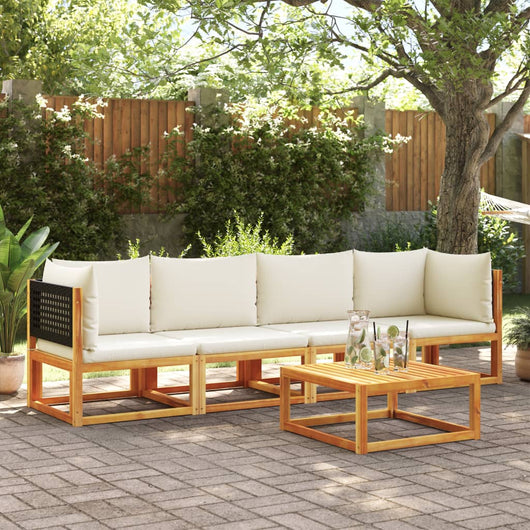 vidaXL Set di divani da giardino 4 pezzi con cuscini in legno di acacia e rattan