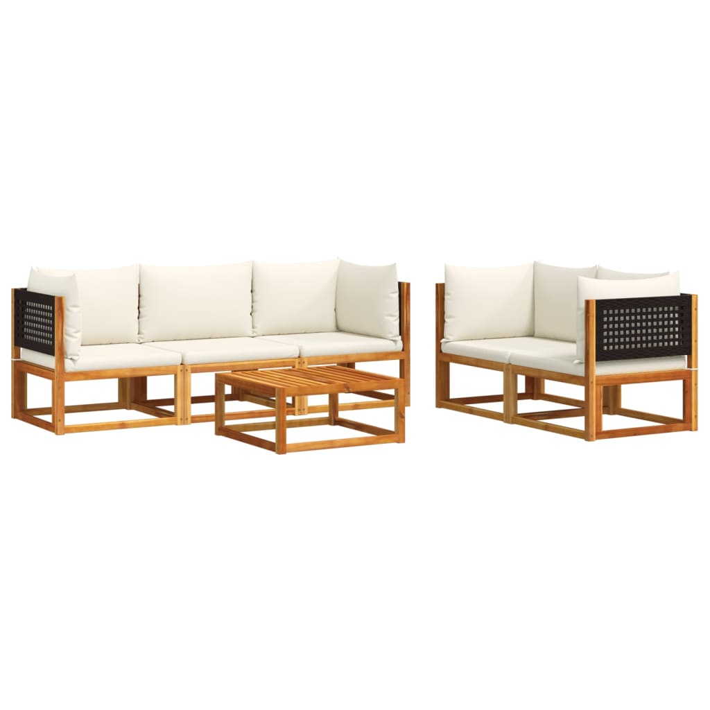 vidaXL Set di divani da giardino 6 pezzi con cuscini in legno di acacia e rattan