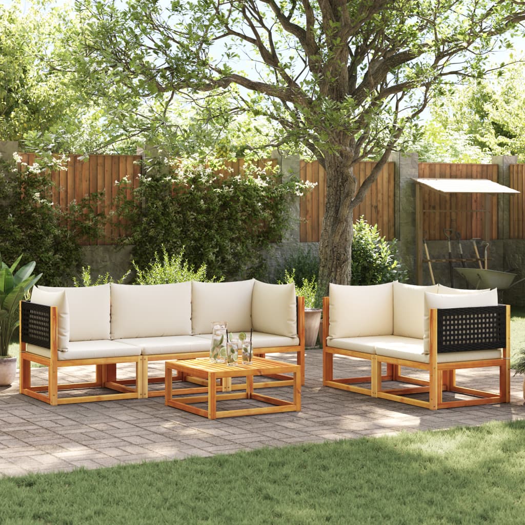 vidaXL Set di divani da giardino 6 pezzi con cuscini in legno di acacia e rattan
