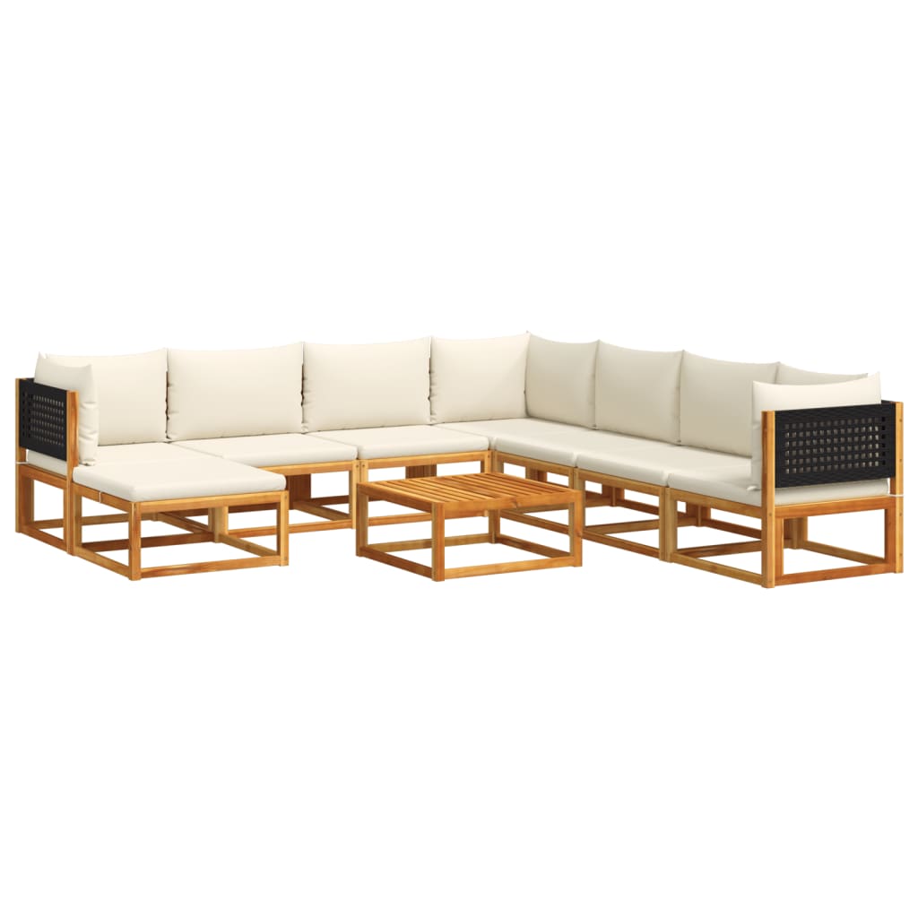 vidaXL Set di divani da giardino 9 pezzi con cuscini in legno di acacia e rattan