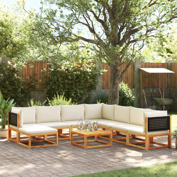 vidaXL Set di divani da giardino 9 pezzi con cuscini in legno di acacia e rattan