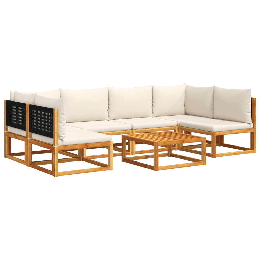 vidaXL Set di divani da giardino 7 pezzi con cuscini in legno di acacia e rattan