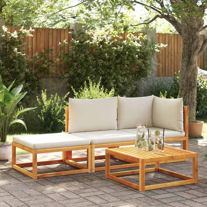 vidaXL Set di divani da giardino 3 pezzi con cuscini in legno di acacia e rattan