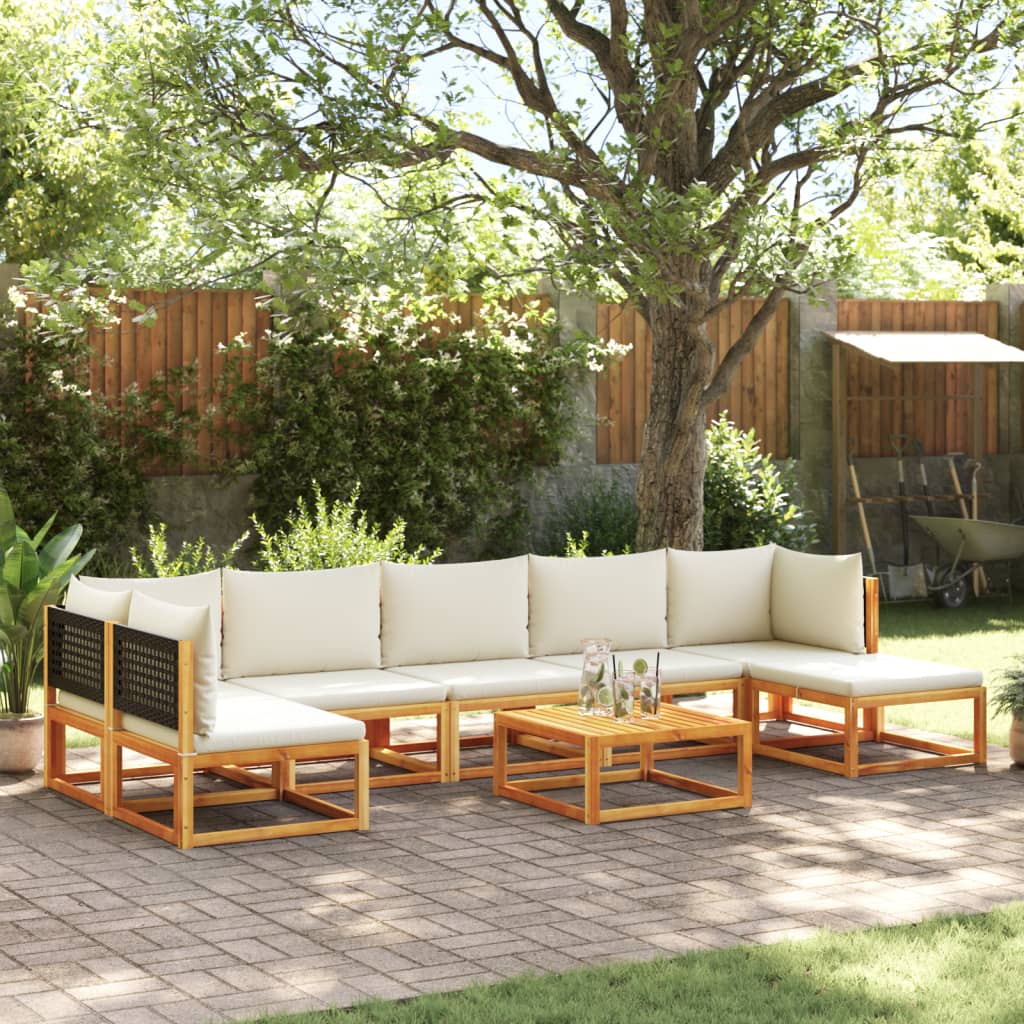 vidaXL Set di divani da giardino 8 pezzi con cuscini in legno di acacia e rattan