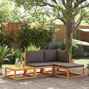 vidaXL Set di divani da giardino 4 pezzi con cuscini in legno di acacia e rattan