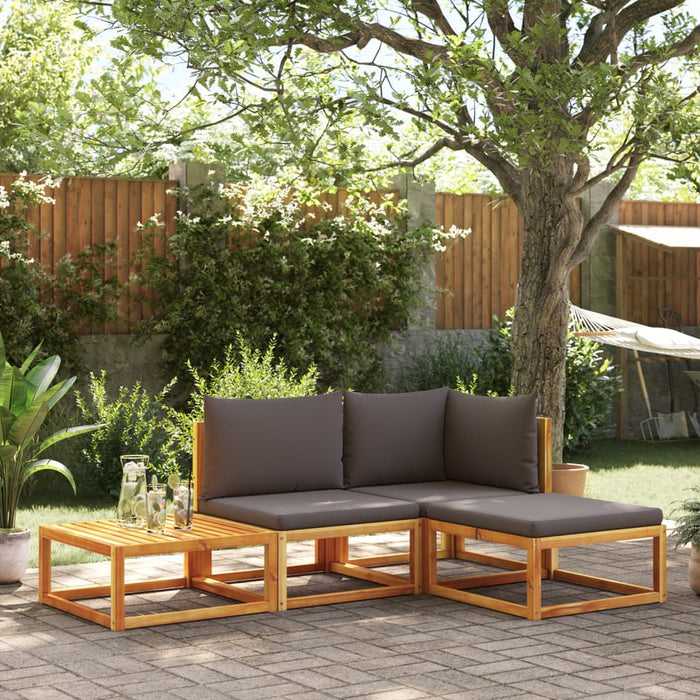 vidaXL Set di divani da giardino 4 pezzi con cuscini in legno di acacia e rattan