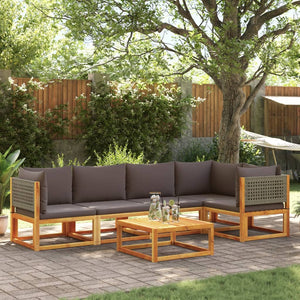 vidaXL Set di divani da giardino 6 pezzi con cuscini in legno di acacia e rattan