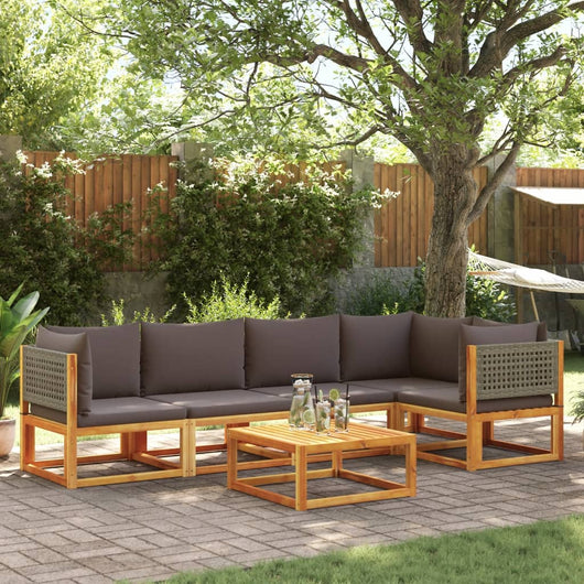 vidaXL Set di divani da giardino 6 pezzi con cuscini in legno di acacia e rattan