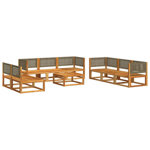 vidaXL Set di divani da giardino 9 pezzi con cuscini in legno di acacia e rattan