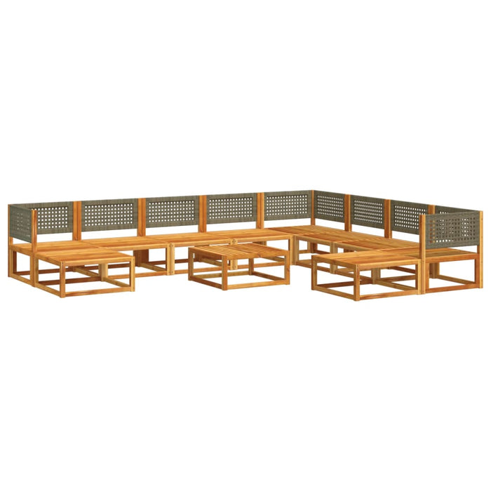 Set Divano da Giardino 11 pz con Cuscini Legno Massello Acacia