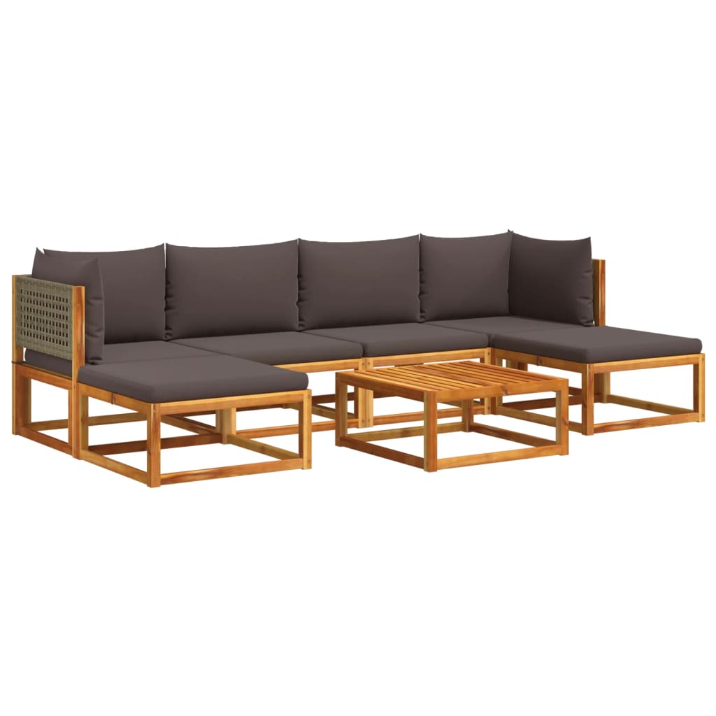 vidaXL Set di divani da giardino 7 pezzi con cuscini in legno di acacia e rattan