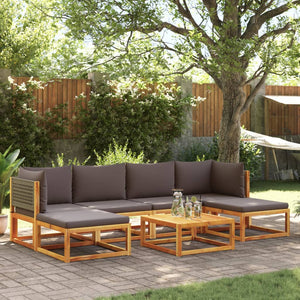 vidaXL Set di divani da giardino 7 pezzi con cuscini in legno di acacia e rattan